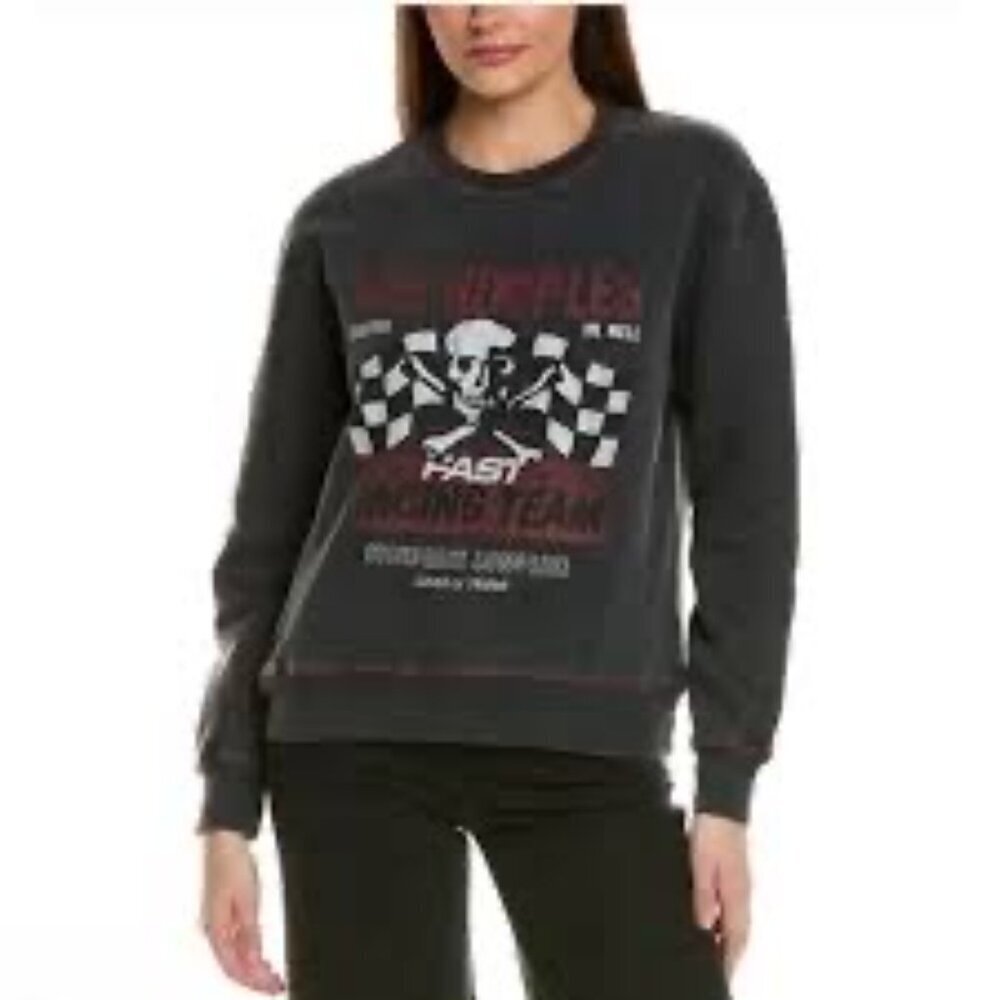 The Kooples Racing Team Skull Crossbones Pullover Crewneck Sweatshirt US Size 6